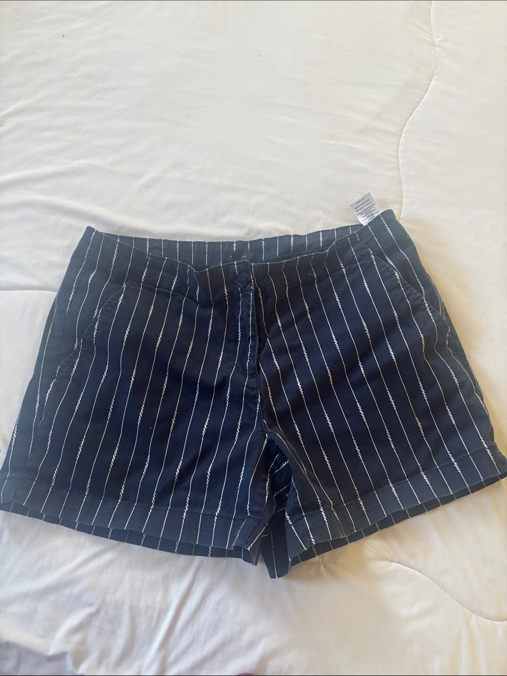 Nautica Navy Blue Striped Women's Flat Front Shorts